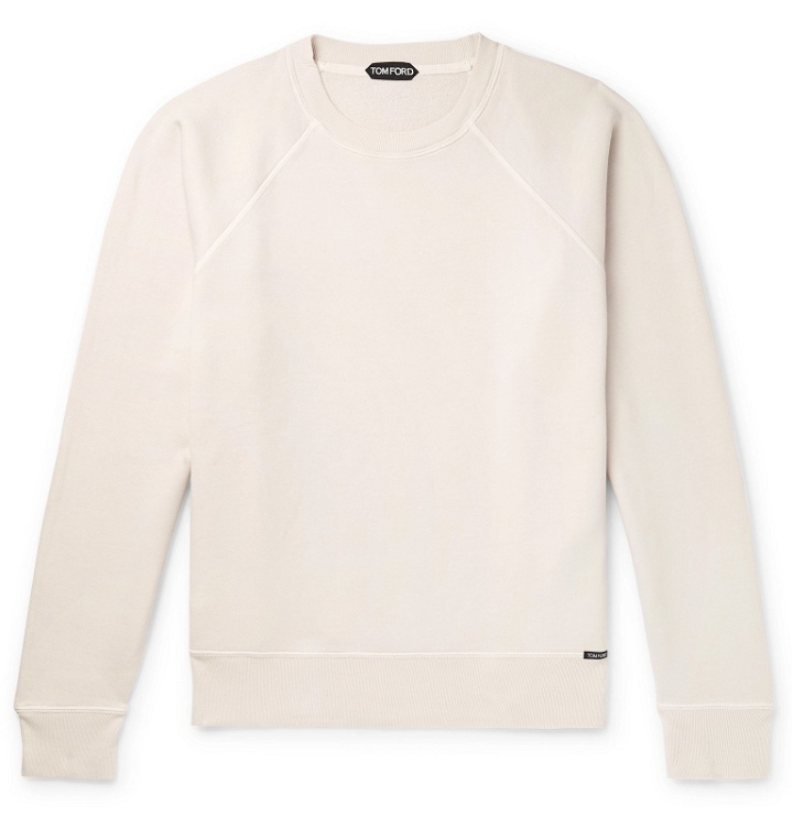 Photo: TOM FORD - Loopback Cotton-Blend Jersey Sweatshirt - Off-white