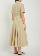 Tory Burch Belted Stretch Cotton-poplin Midi Shirt Dress Sand