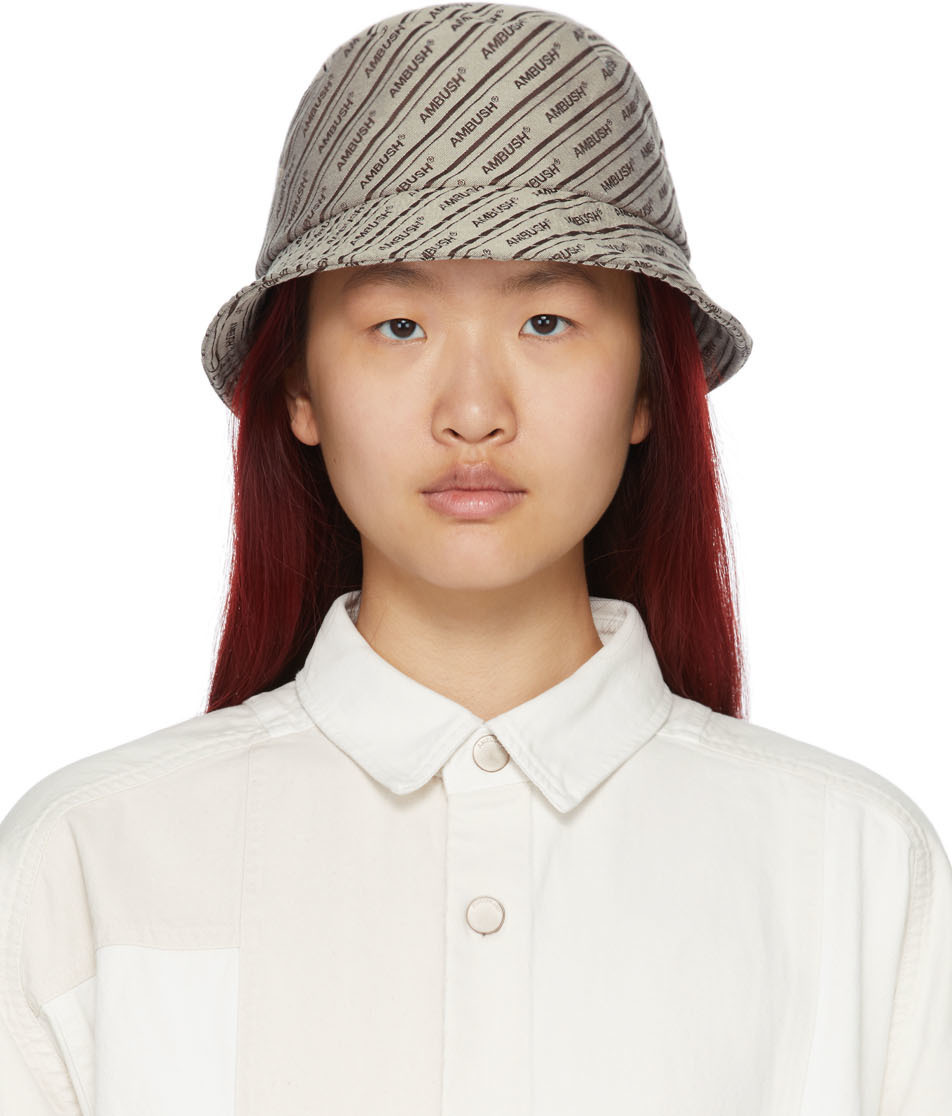 Ambush Black Canvas Logo Bucket Hat Ambush