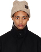 Salvatore Ferragamo Beige Ribbed Beanie