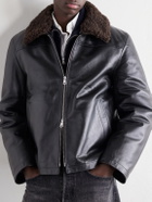 Paul Smith - Shearling-Trimmed Leather Jacket - Black