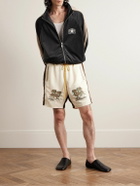 Rhude - Straight-Leg Logo-Embroidered Striped Satin Shorts - White