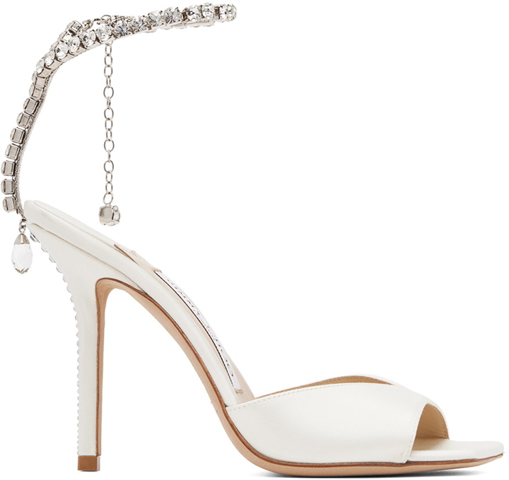 Photo: Jimmy Choo White Saeda 100 Heeled Sandals