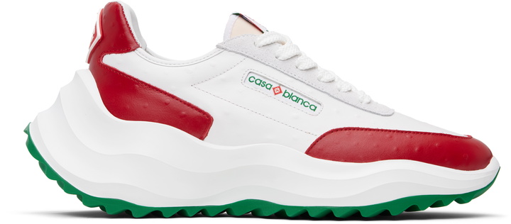 Photo: Casablanca White & Red Atlantis Ostrich Sneakers