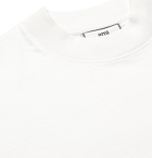 AMI PARIS - Logo-Embroidered Cotton-Jersey T-Shirt - Neutrals