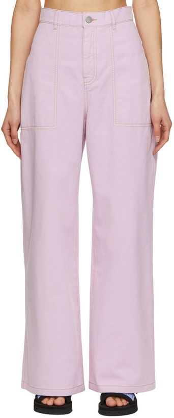 Photo: MCQ Pink Contrast Stitch Trousers