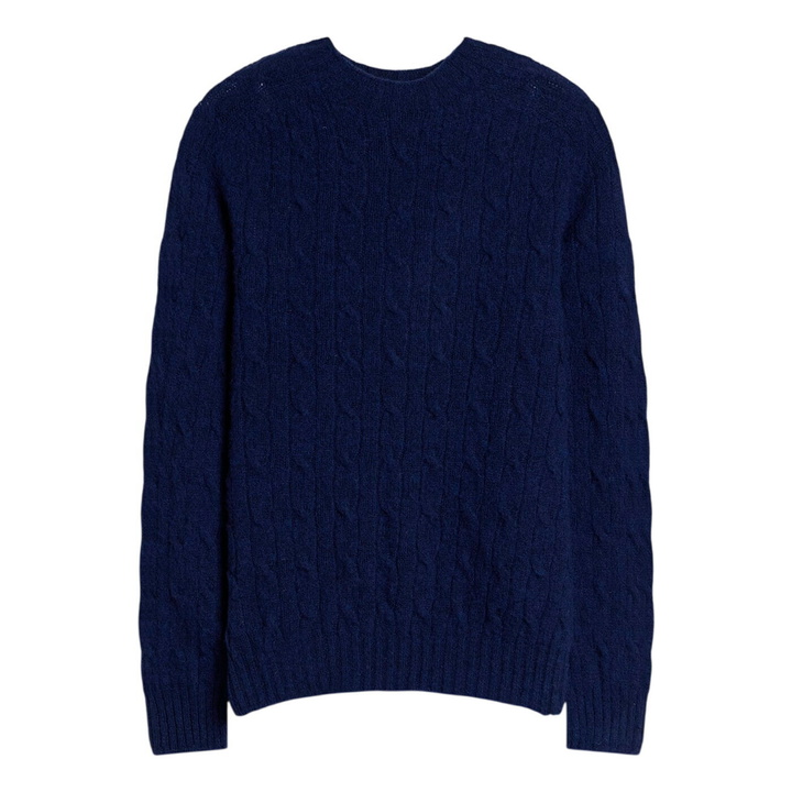 Photo: Barbour Men's Scottish Made Cable Crew in Deep Blue