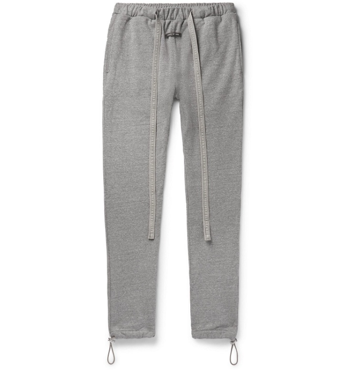 Photo: Fear of God - Slim-Fit Tapered Mélange Cotton-Blend Jersey Sweatpants - Gray