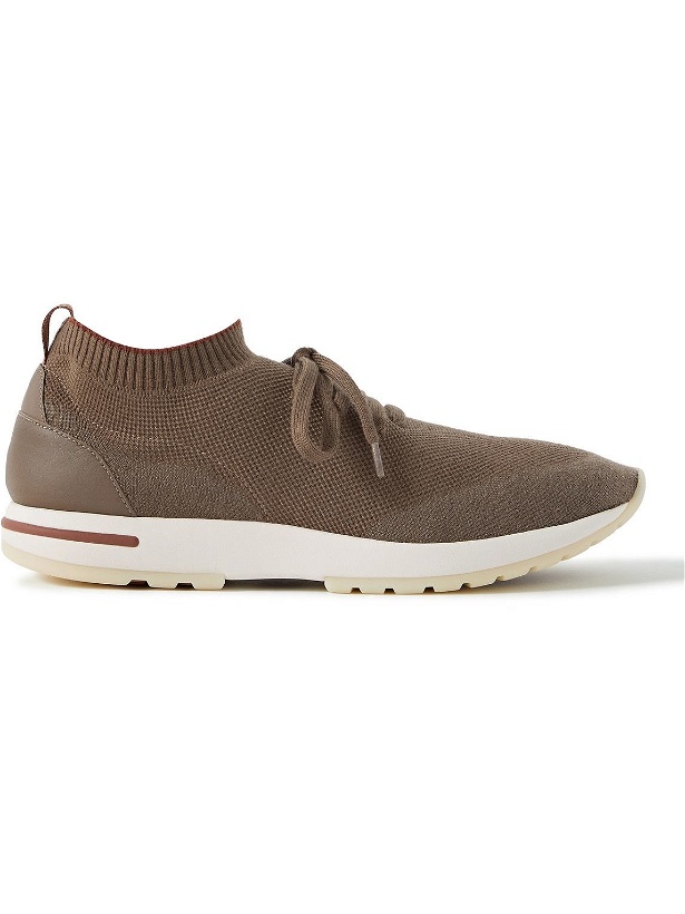 Photo: Loro Piana - 360 Flexy Walk Leather-Trimmed Knitted Wool Sneakers - Brown