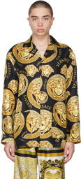 Versace Underwear Black Silk Medusa Amplified Pyjama Shirt