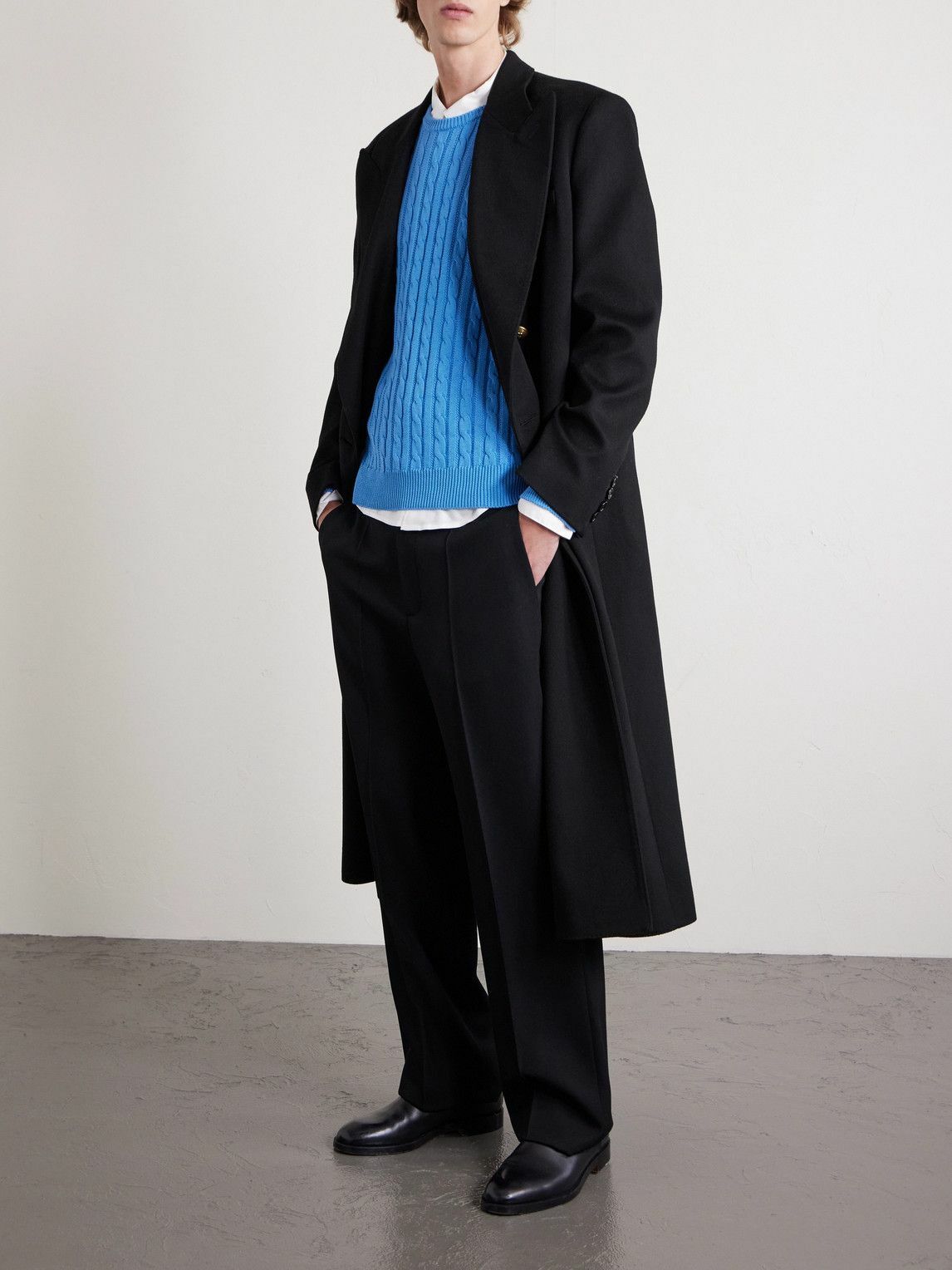 Valentino Garavani - Straight-Leg Pleated Grain de Poudre Wool Trousers - Black