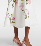 Oscar de la Renta Floral cotton-blend poplin midi skirt