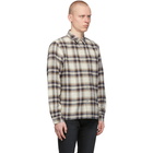 John Elliott Off-White and Navy Check Sly Shirt