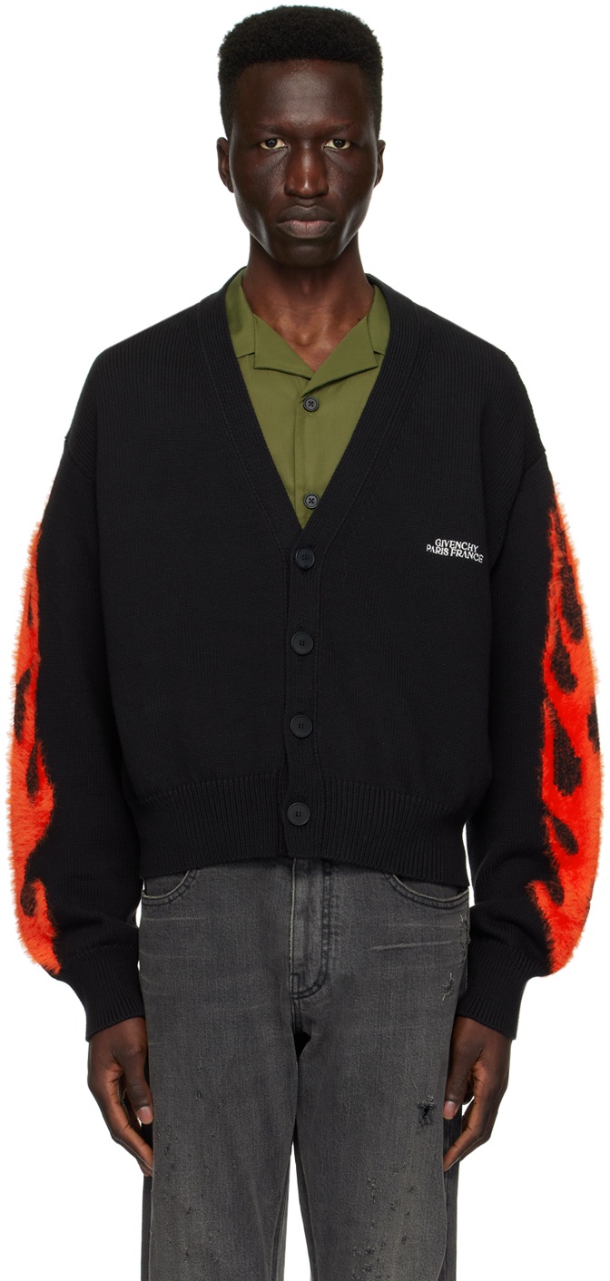Photo: Givenchy Black & Red Embroidered Cardigan