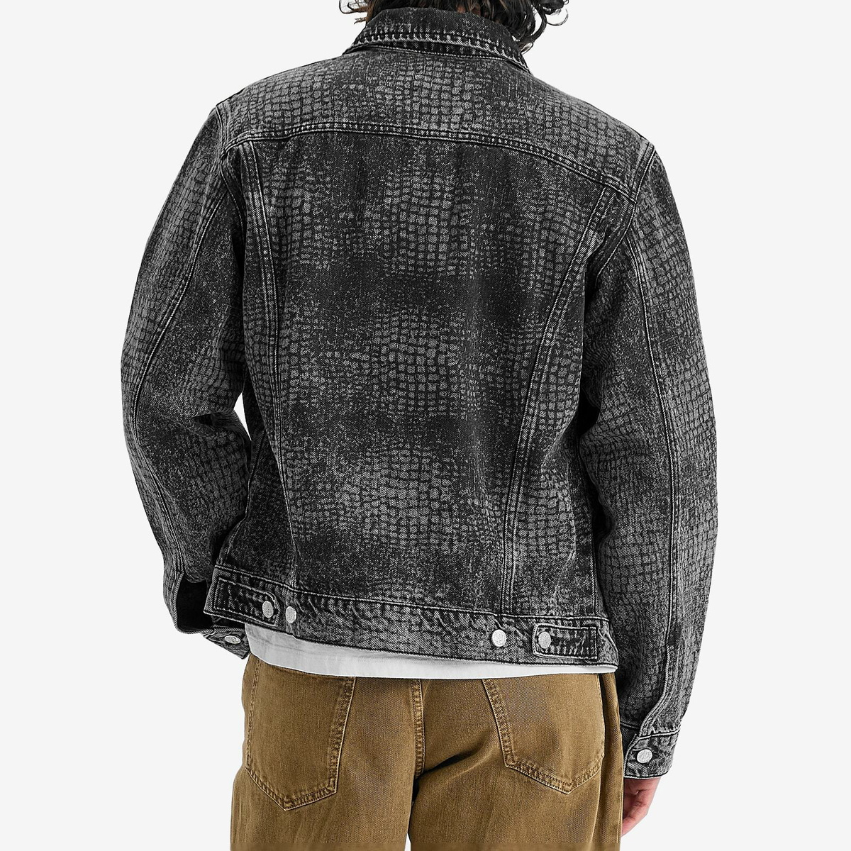 Aries Men's Lasered Croc Trucker Jacket in Black