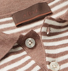 Altea - Striped Linen and Cotton-Blend Polo Shirt - Brown