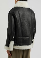 Loewe Womens Black & White Shearling Leather Jacket UK8/S White And Black