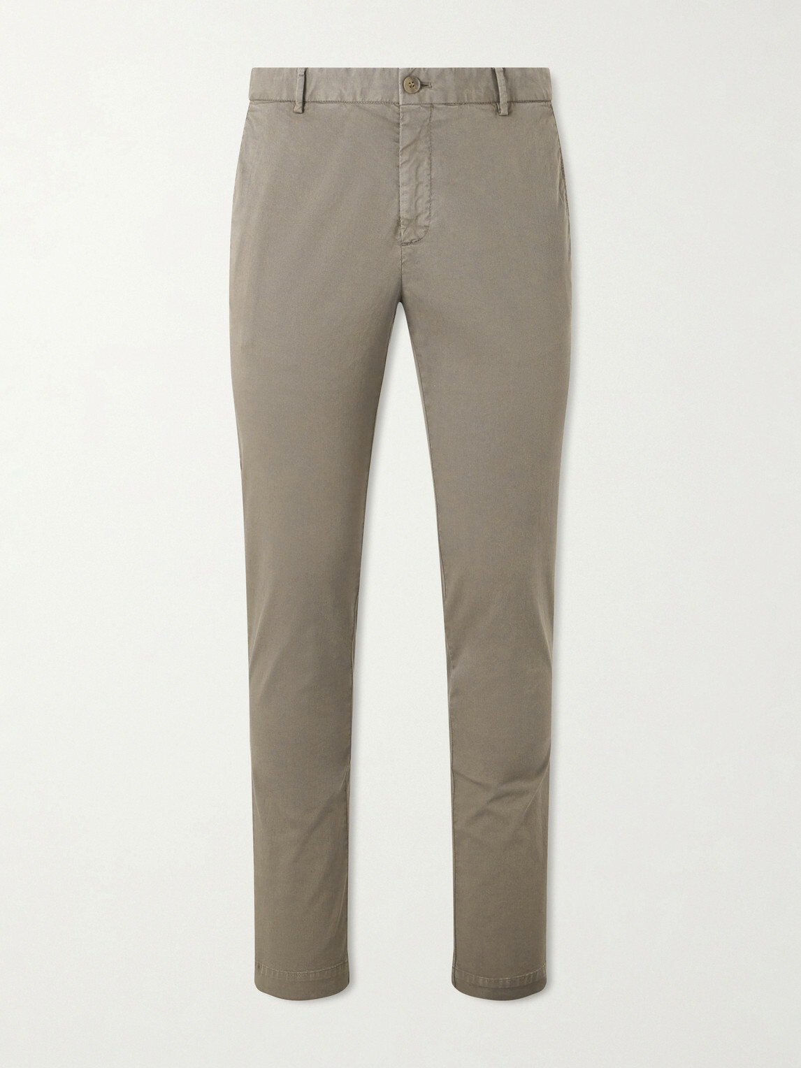 Sunspel - Straight-Leg Garment-Dyed Cotton-Blend Twill Chinos - Brown