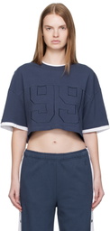 Ksubi Navy '99' Boyfriend Cropped T-shirt