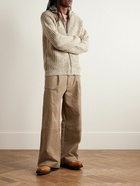 Howlin' - Loose Ends Ribbed Donegal Wool Zip-Up Cardigan - Neutrals