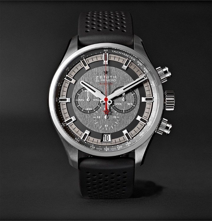 Photo: Zenith - El Primero Sport 45mm Stainless Steel and Rubber Watch - Gray