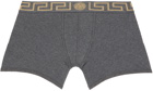 Versace Underwear Two-Pack Black & Gray Greca Border Boxers