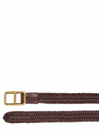 TOM FORD - 30mm Woven Leather Scored T Belt