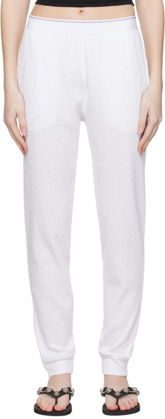 Photo: Alexander Wang White Crystal Hotfix Jogger Lounge Pants
