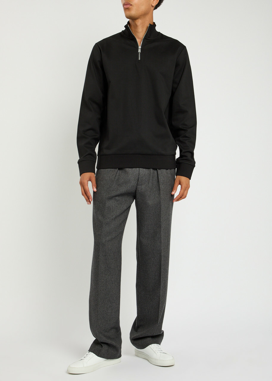 Boss Stimmann Half-zip Cotton-blend Sweatshirt Black