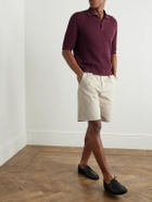 De Bonne Facture - Straight-Leg Pleated Cotton-Drill Shorts - Neutrals