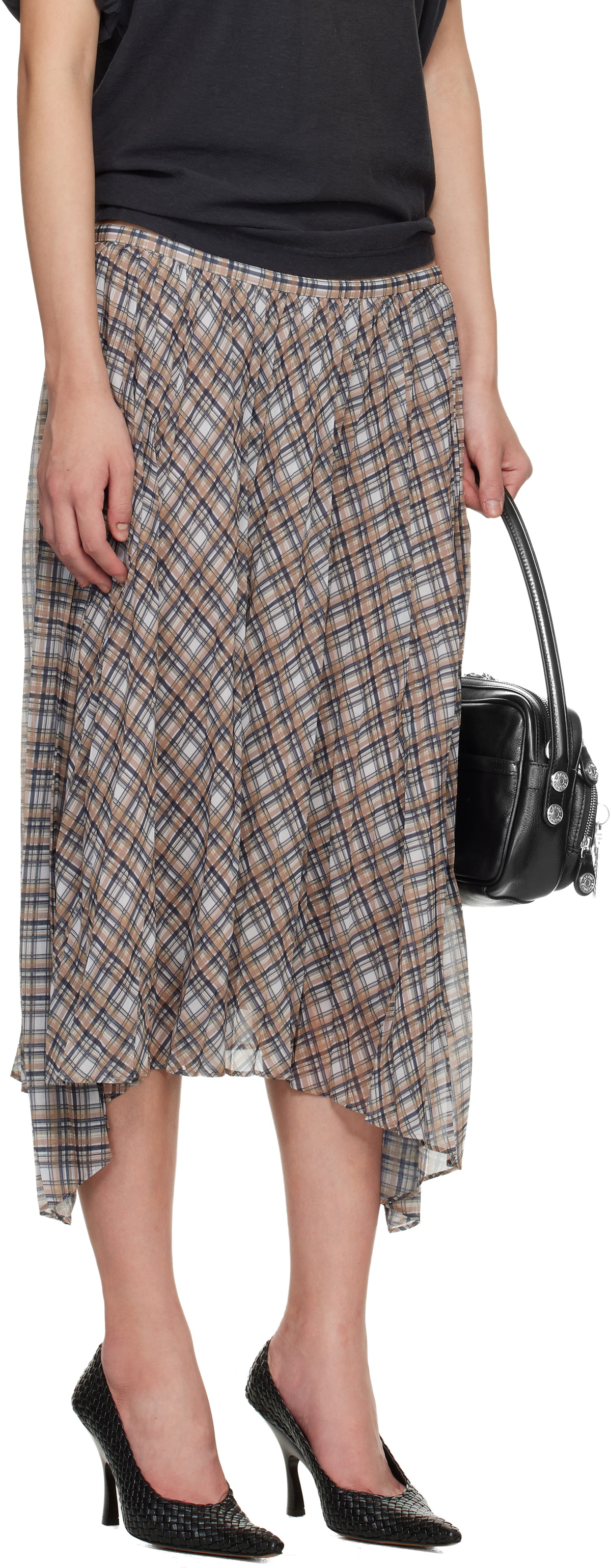 Acne Studios Tan Checked Maxi Skirt