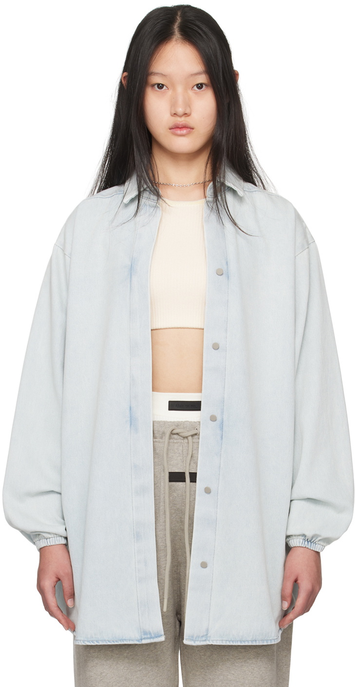 Fear of God ESSENTIALS Blue Button Down Denim Shirt Fear Of God Essentials