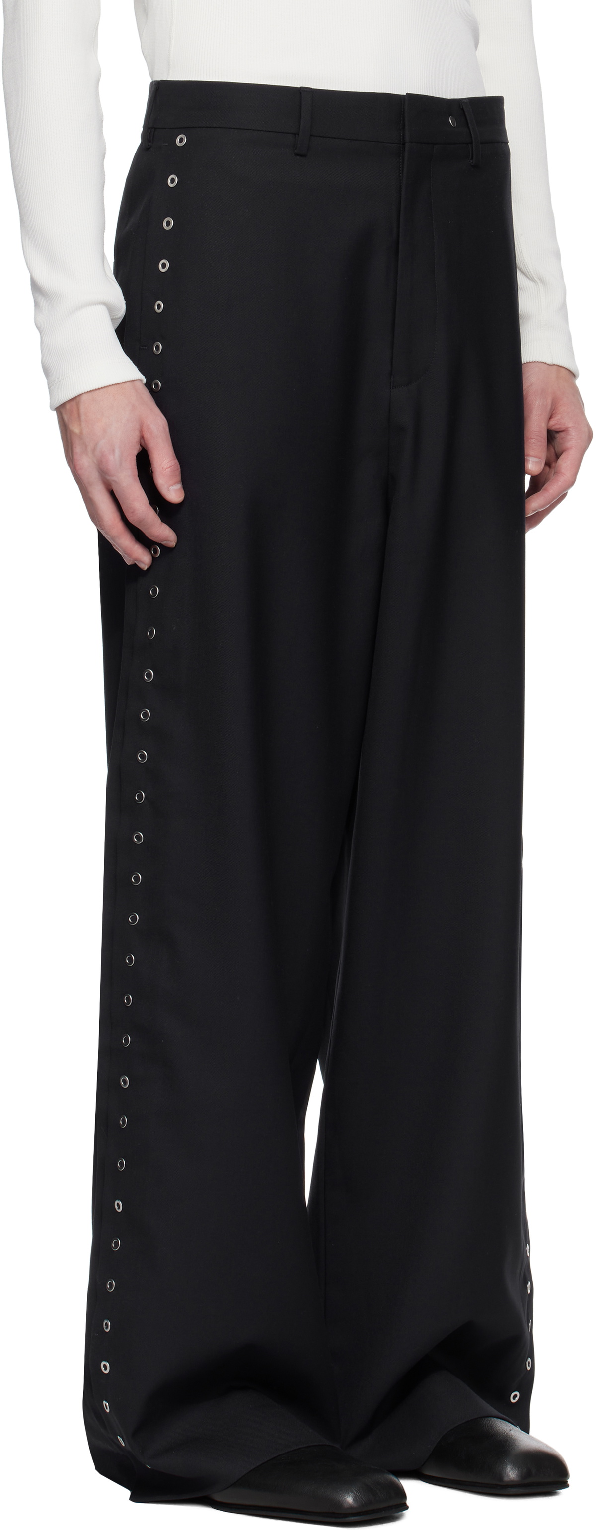 Karmuel Young Navy Wide Leg Side Snap Trousers