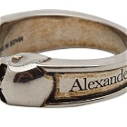 Alexander McQueen Men's Twin Skull Ring in Silver