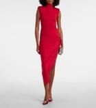 Area Asymmetric embellished midi dress