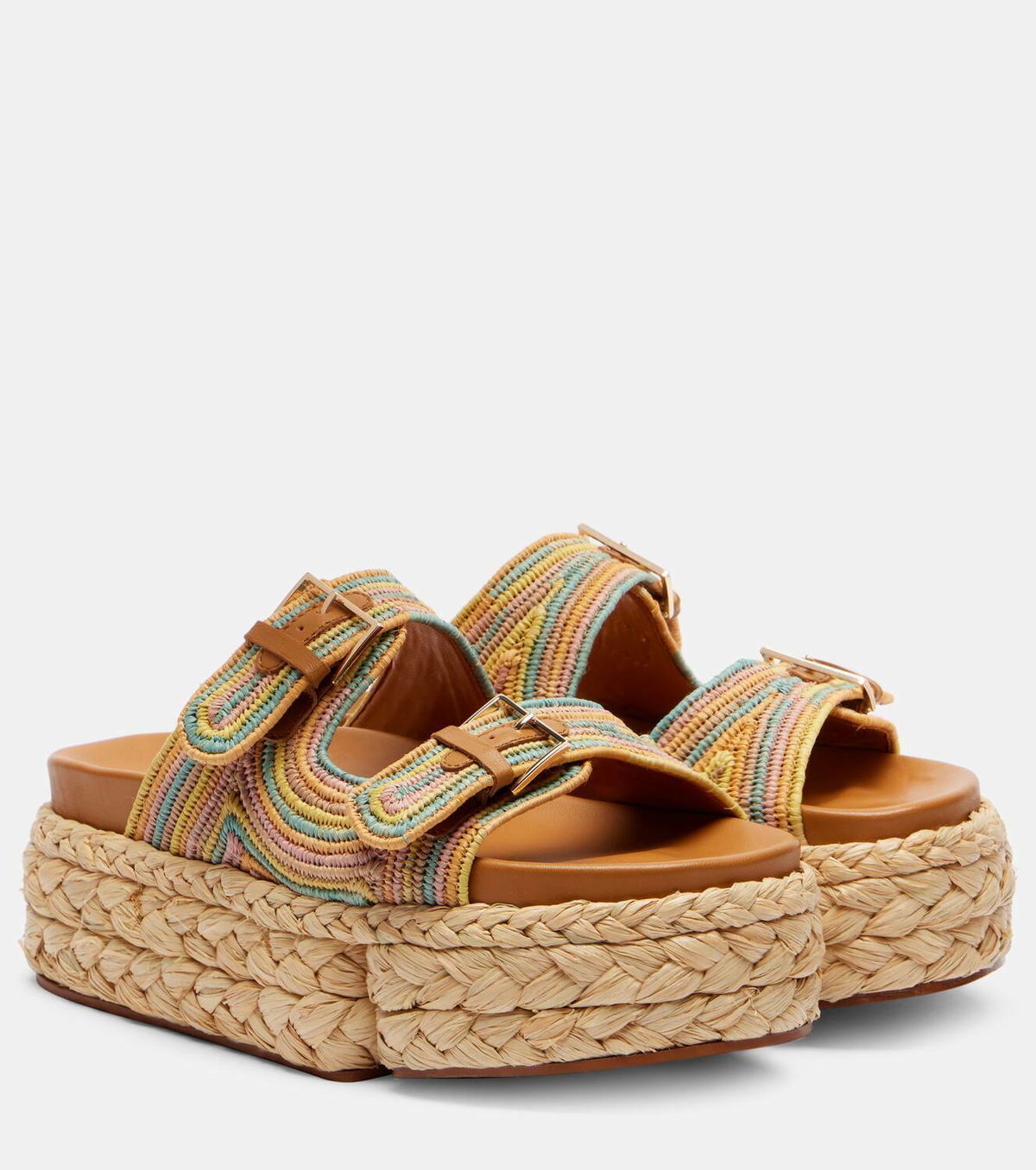 Clergerie Quinie raffia platform slides