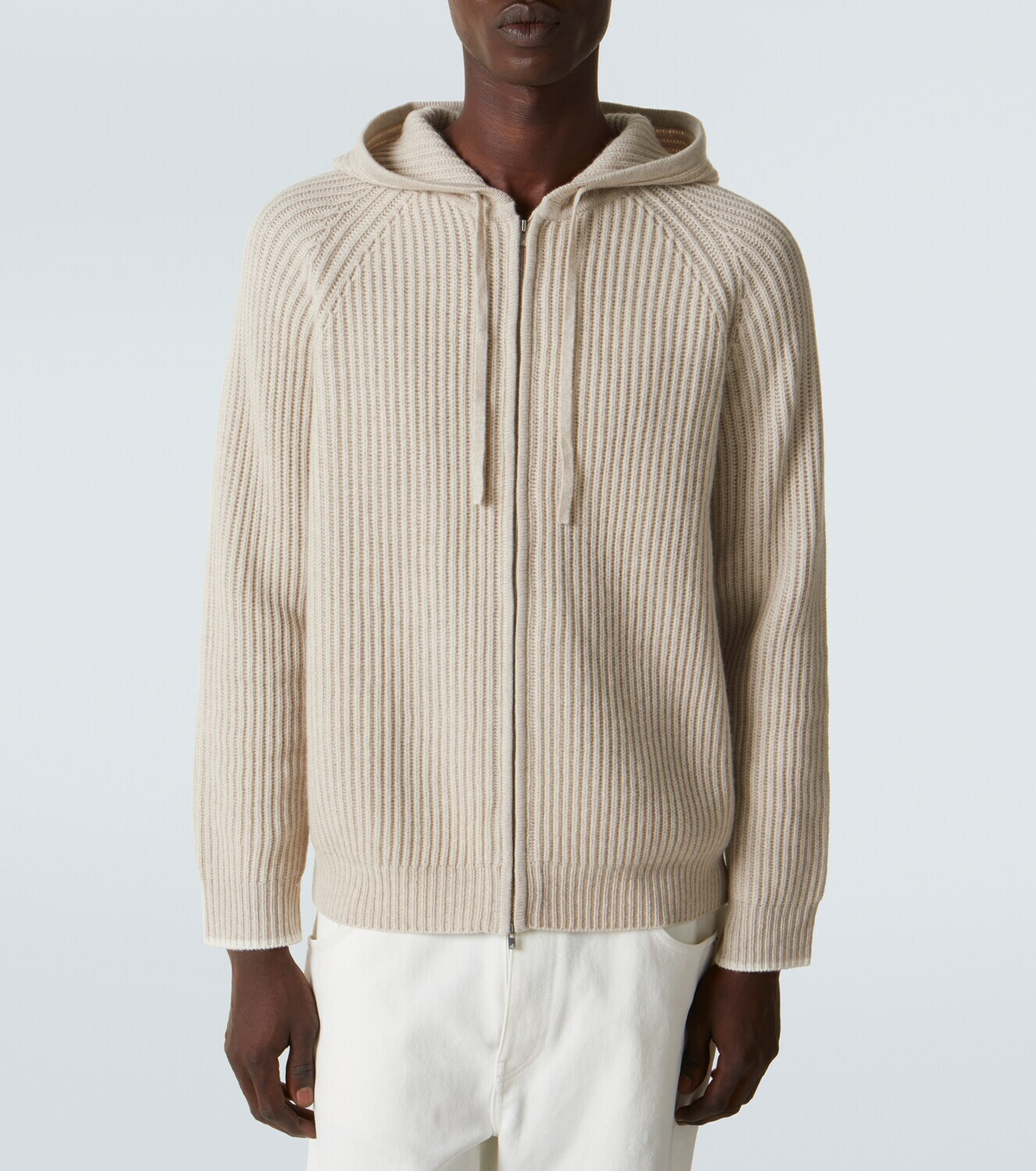Arch4 Hooded ribbed-knit cashmere zip-up cardigan