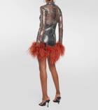 Taller Marmo Williams feather-trimmed sequined minidress