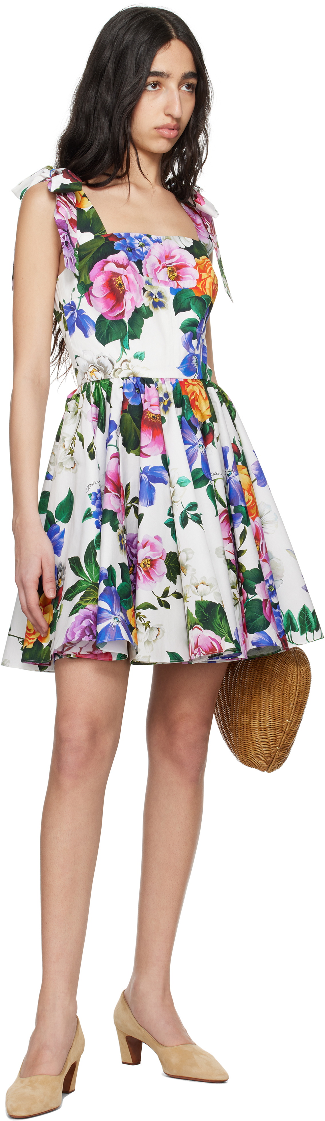 Dolce&Gabbana Multicolor Rose-Print Corset Minidress
