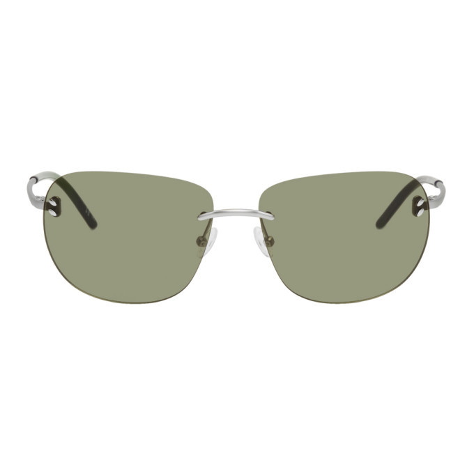 Photo: Stella McCartney Silver and Green Rimless Sunglasses