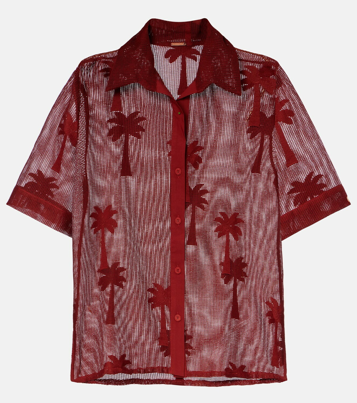 Johanna Ortiz Embroidered cotton-blend mesh shirt
