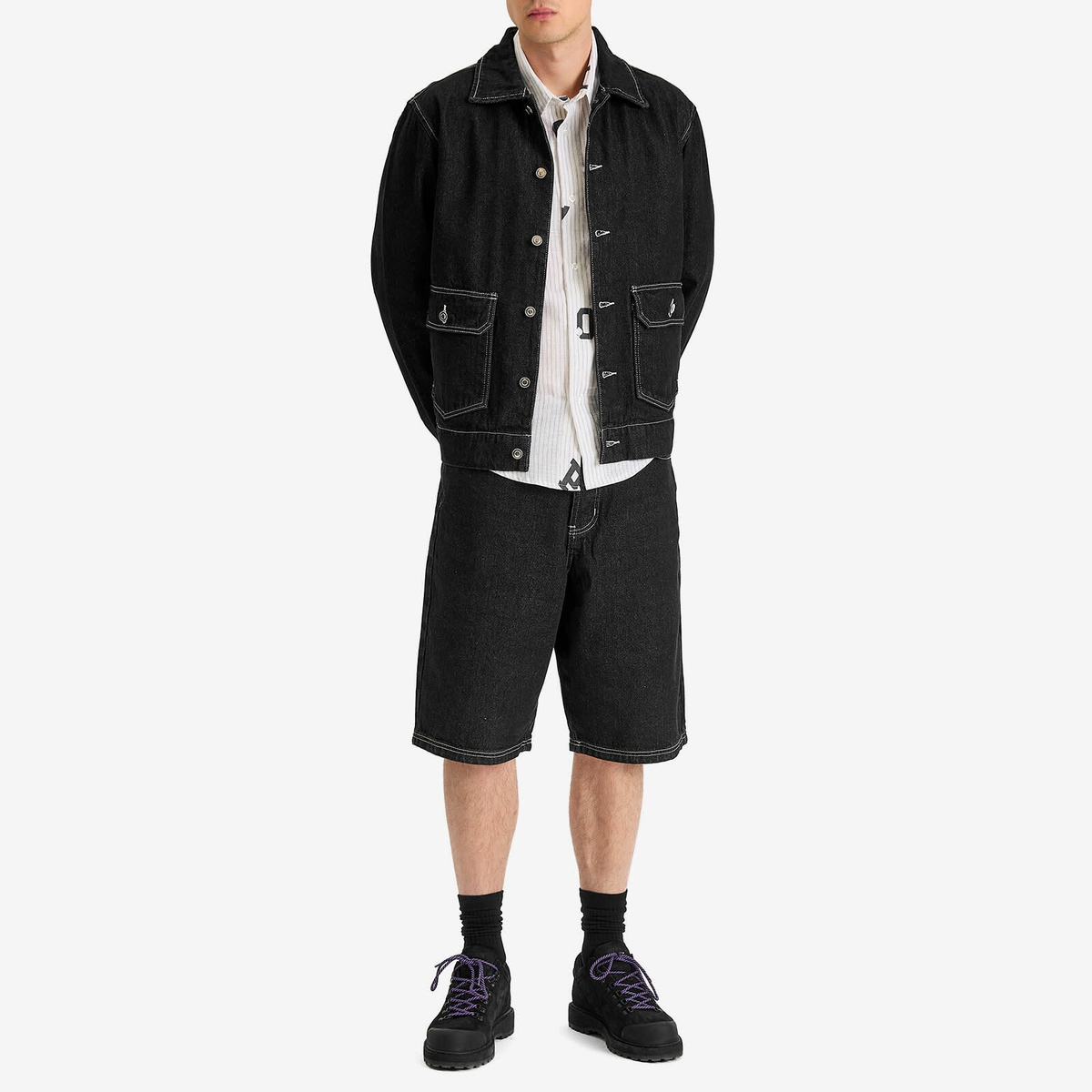 Pop Trading Company Men's DRS Denim Shorts in Black Denim