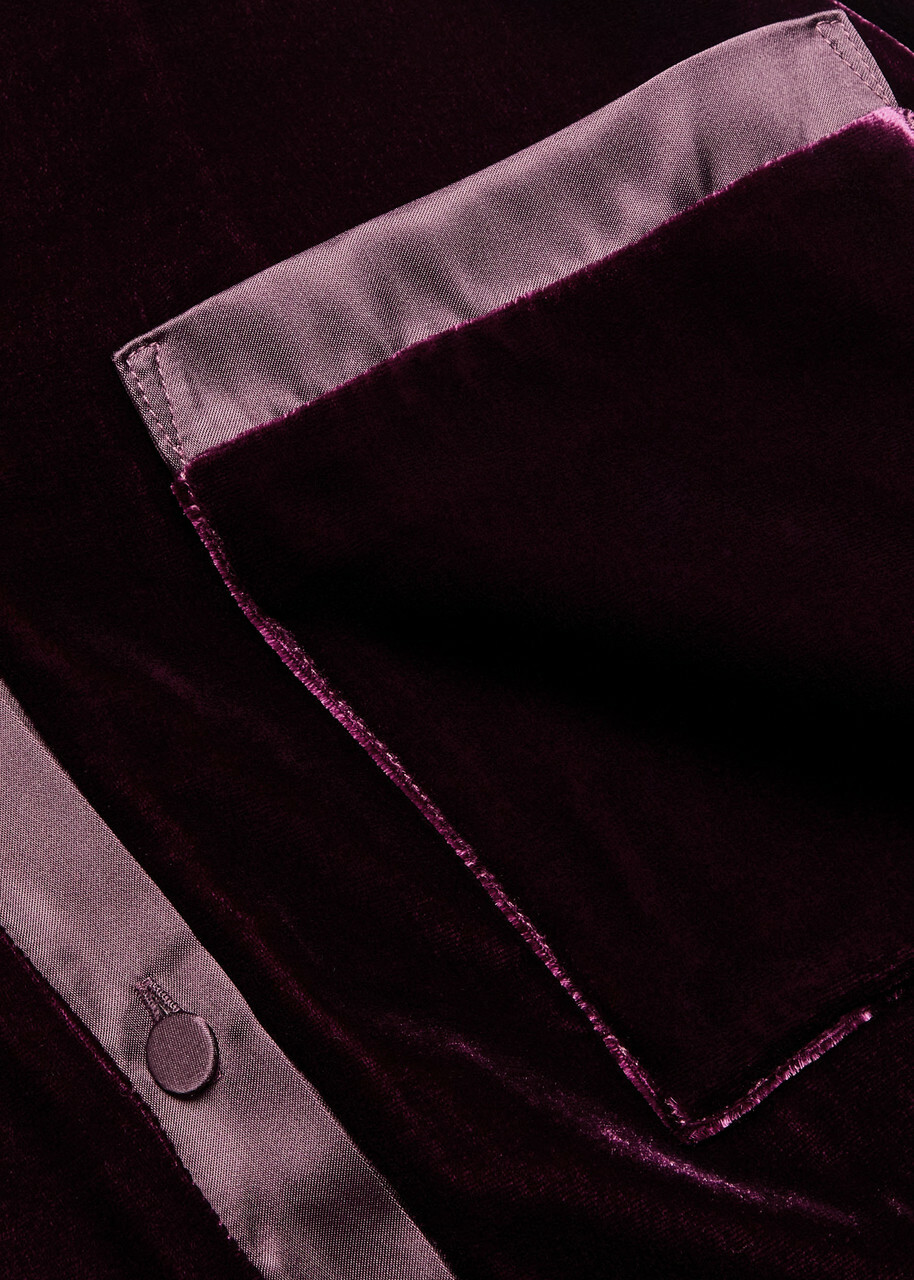 Forte_forte Satin-trim Velvet Shirt Burgundy