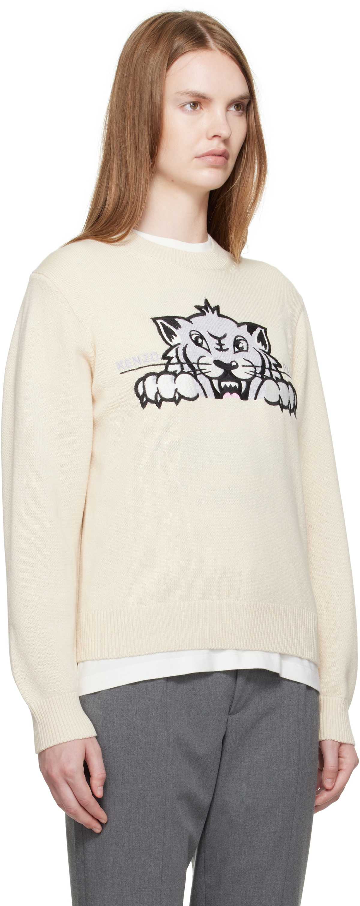 Kenzo Beige Kenzo Paris 'KENZO Happy Tiger' Sweater