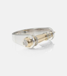 Rainbow K Horn 14kt white and yellow gold ring with diamonds