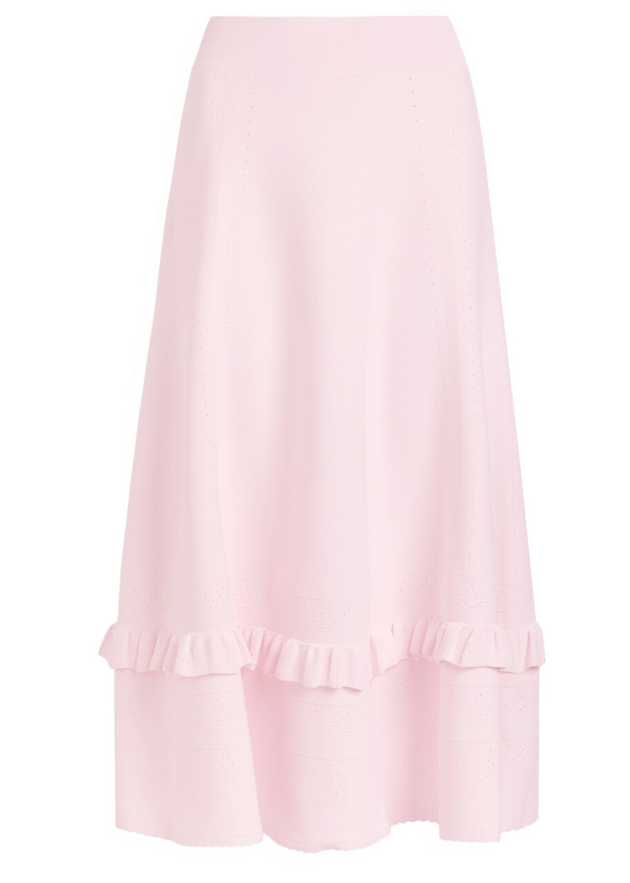 Needle & Thread Pointelle Stretch-knit Midi Skirt Pink