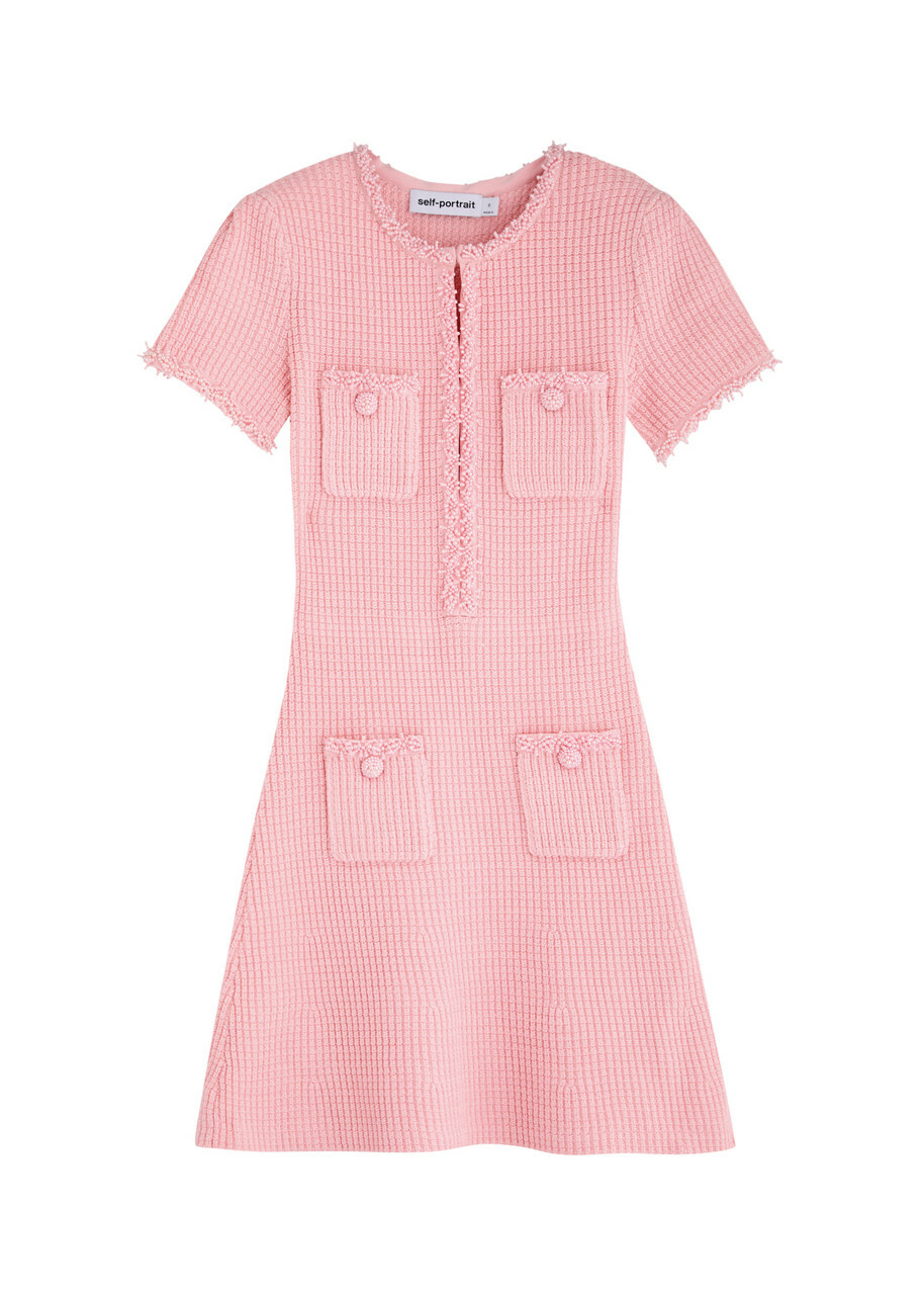 Sequin Knit Mini Dress Pink - Self Portrait main image 1