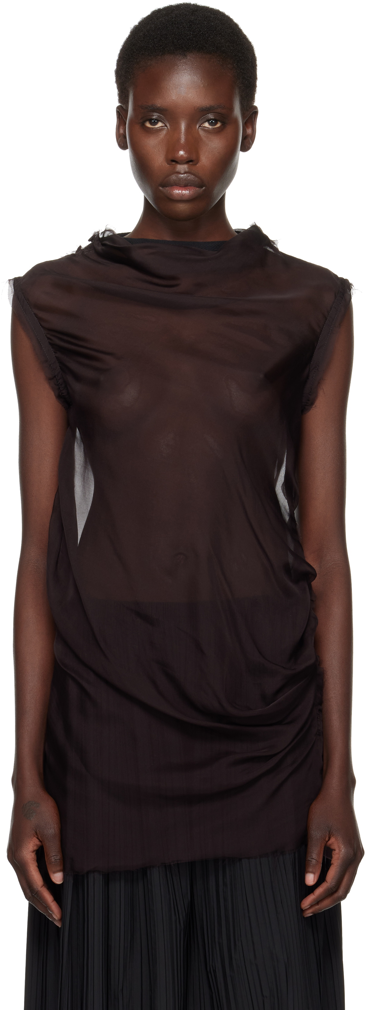 AARON ESH Purple Draped Sleeveless Blouse