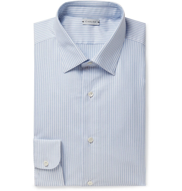 Photo: Caruso - Striped Cotton Shirt - Blue