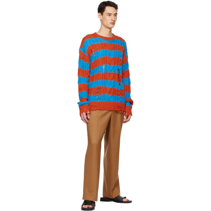 Andersson Bell Blue and Orange Knit Destroyed Sweater Andersson Bell